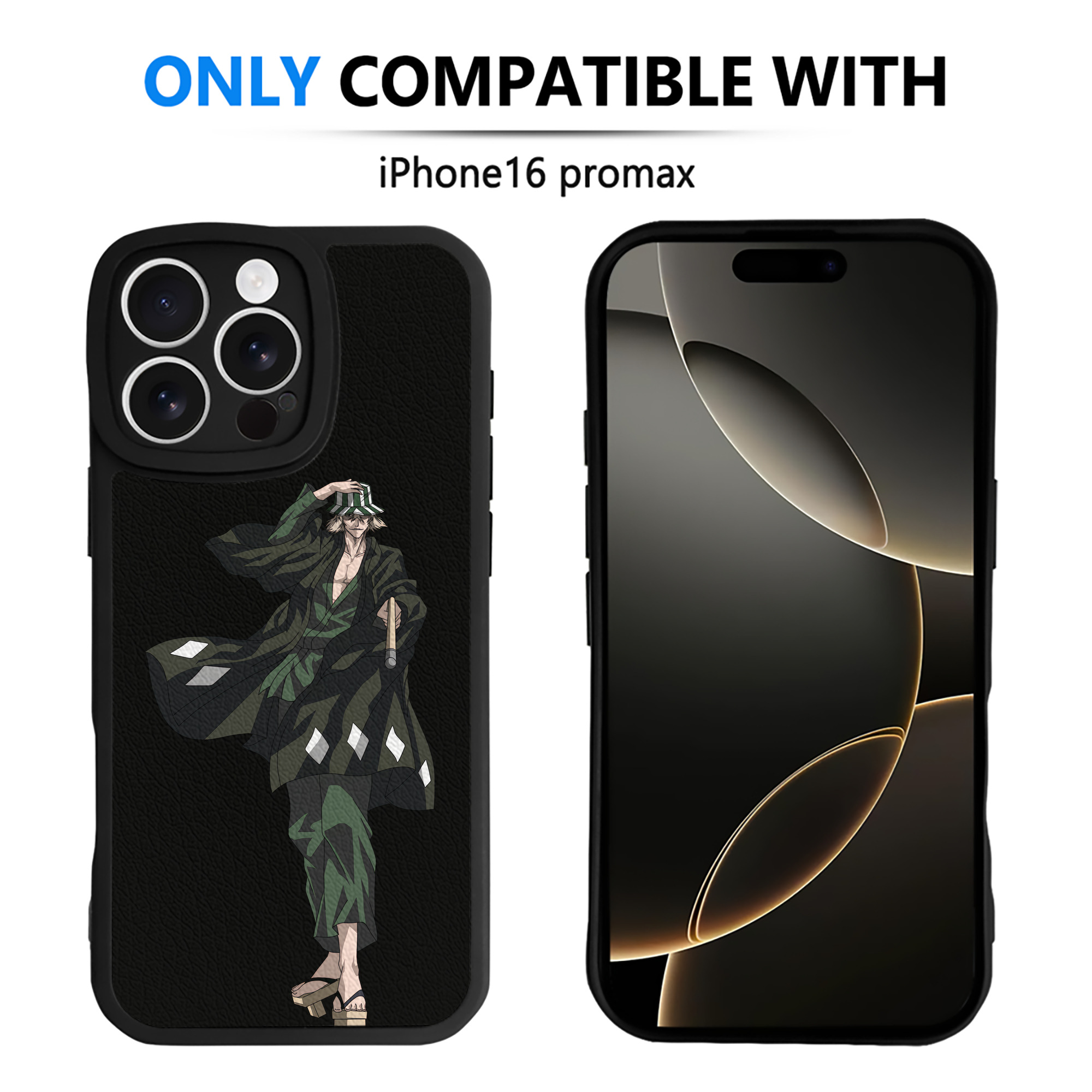 （画像用） "ブリーチ 浦原 喜助（うらはら きすけ） BLEACH Urahara Kisuke " 【iPhone 16シリーズ対応】シリコンスマホケース（レザー調） 材質：シリコン